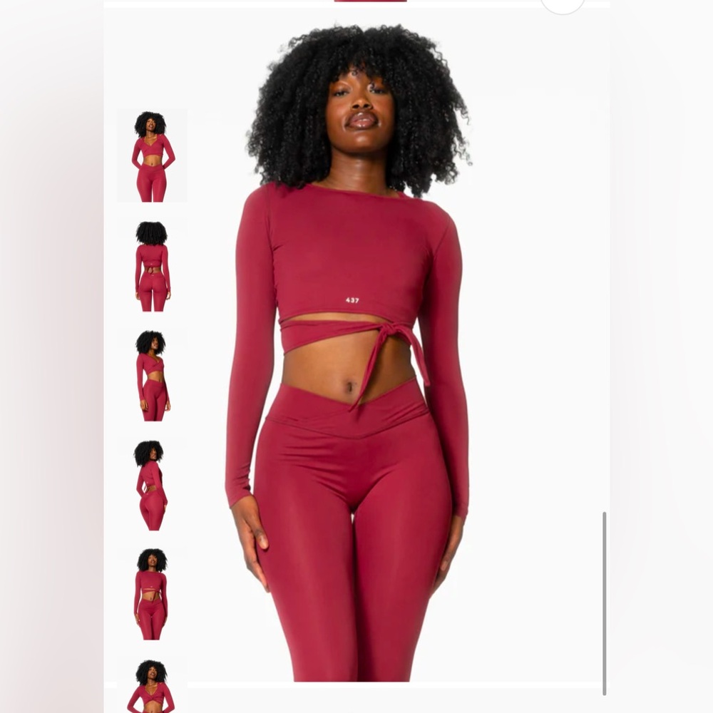437 v leggings in mahogany (red)
